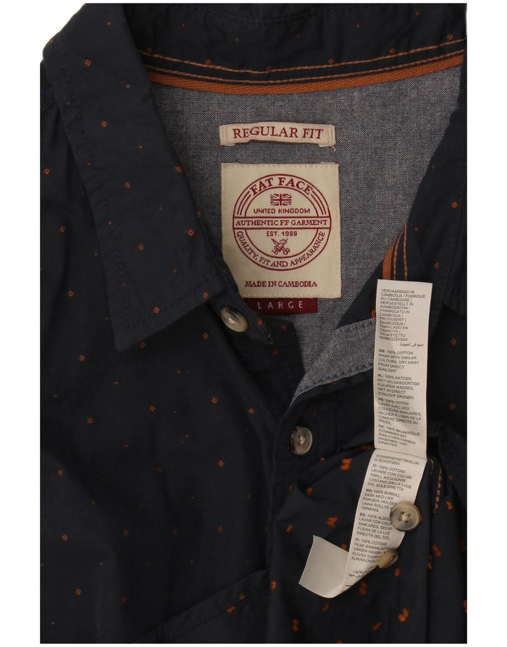 Camisa de corte estándar para hombre de Fat Face de algodón con lunares en azul marino grande