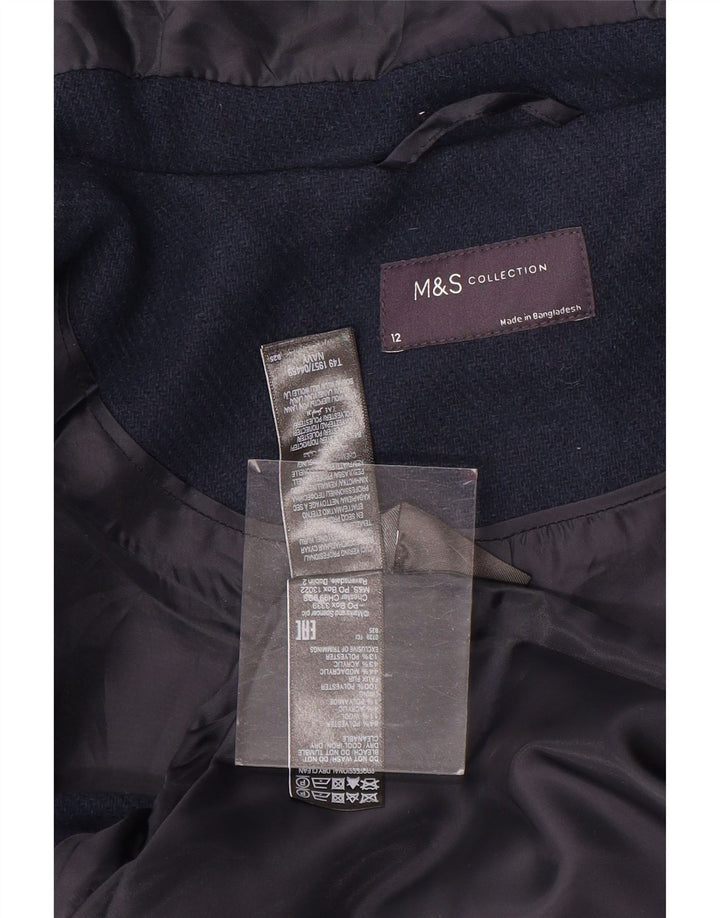 Marks & Spencer - Trenca con capucha para mujer, talla 40, lana azul marino mediana