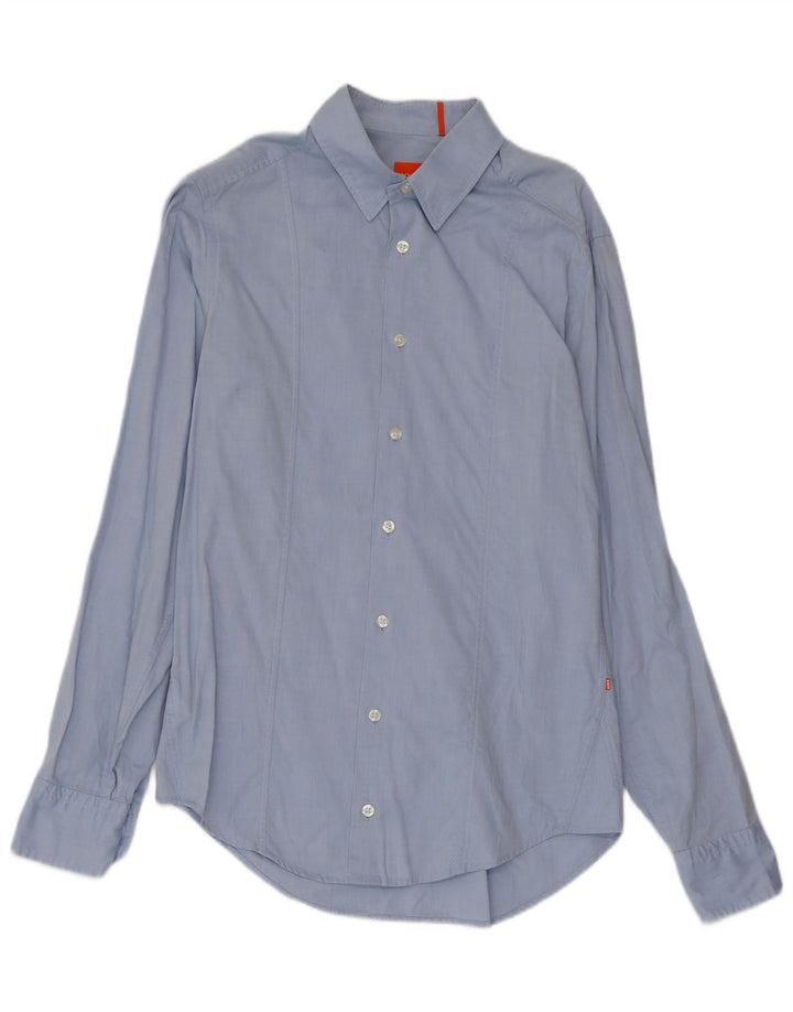 Camisa Hugo Boss Hombre Small Azul Algodón