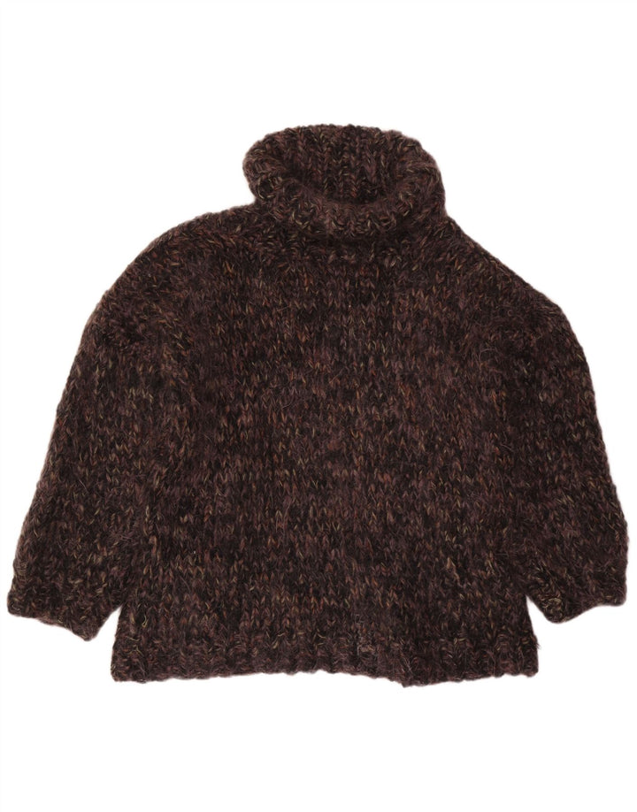 VINTAGE Mujer Oversize Roll Neck Jumper Suéter Reino Unido 22 3XL Marrón Flecked