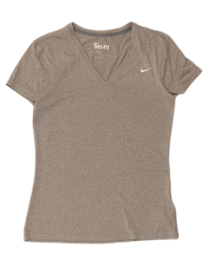 NIKE Womens Dri Fit T-Shirt Top UK 12 Medium Grey Vintage Nike and Second-Hand Nike from Messina Hembry 