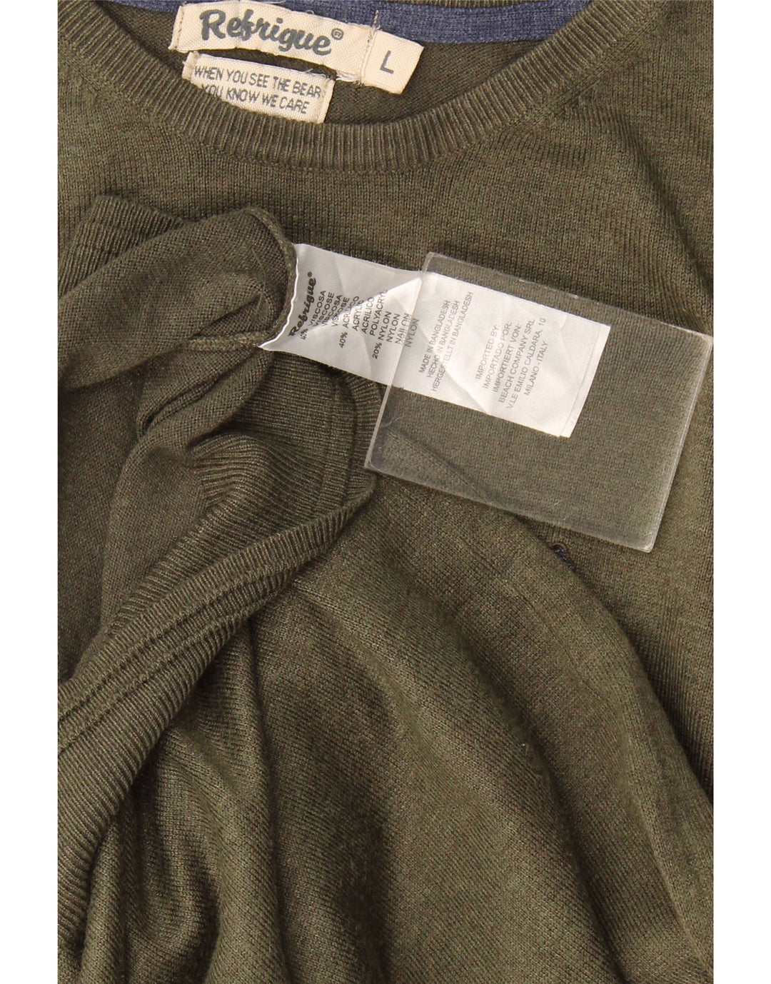 Refrigiwear - Jersey de cuello redondo para hombre, talla grande, viscosa caqui