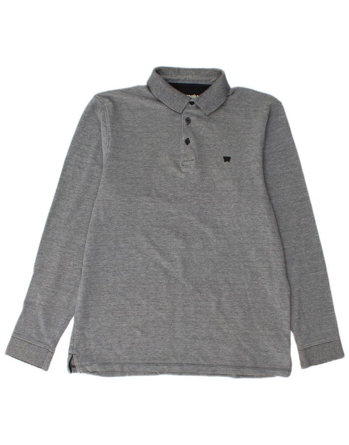 WRANGLER Polo de manga larga para hombre de algodón gris medio