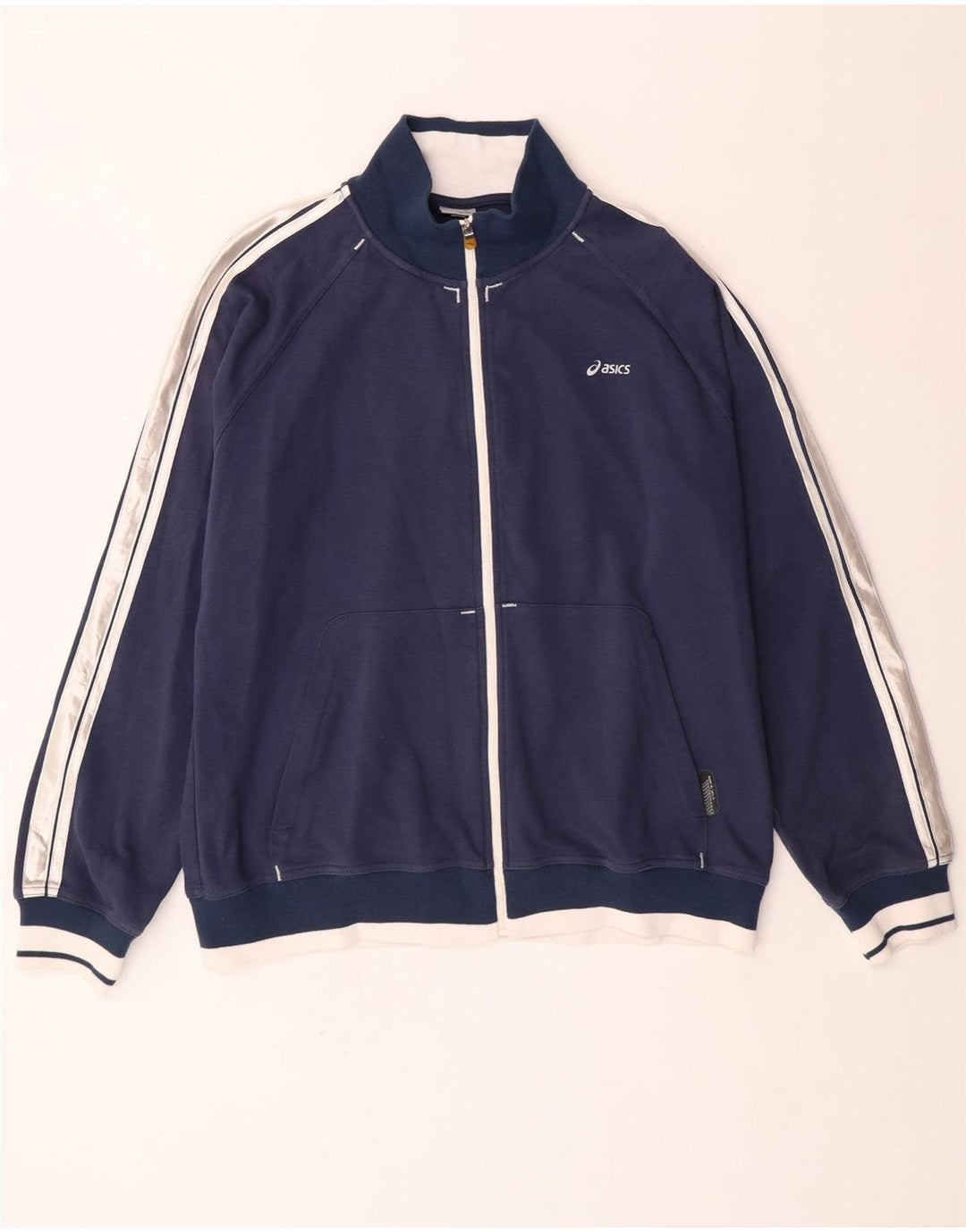 ASICS Chaqueta de chándal para hombre 2XL Azul marino Colorblock Algodón