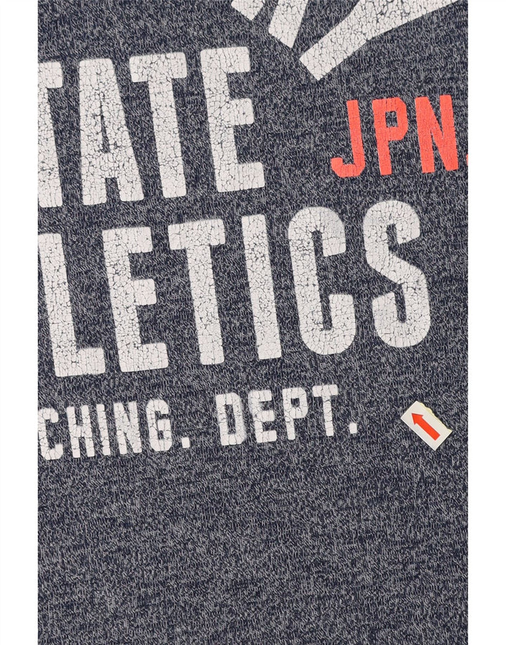 SUPERDRY Camiseta gráfica de atletismo para hombre Top grande de algodón moteado azul