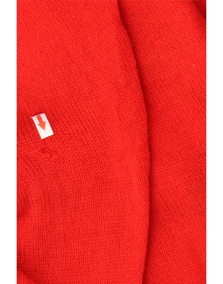 Vintage hombres cuello redondo jersey suéter grande rojo Argyle/Diamante