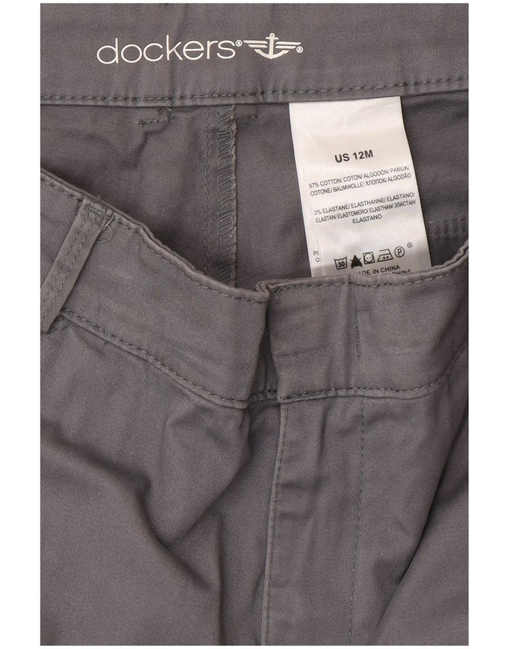 DOCKERS Pantalones casuales rectos para mujer US 12 grande W32 L31 algodón gris