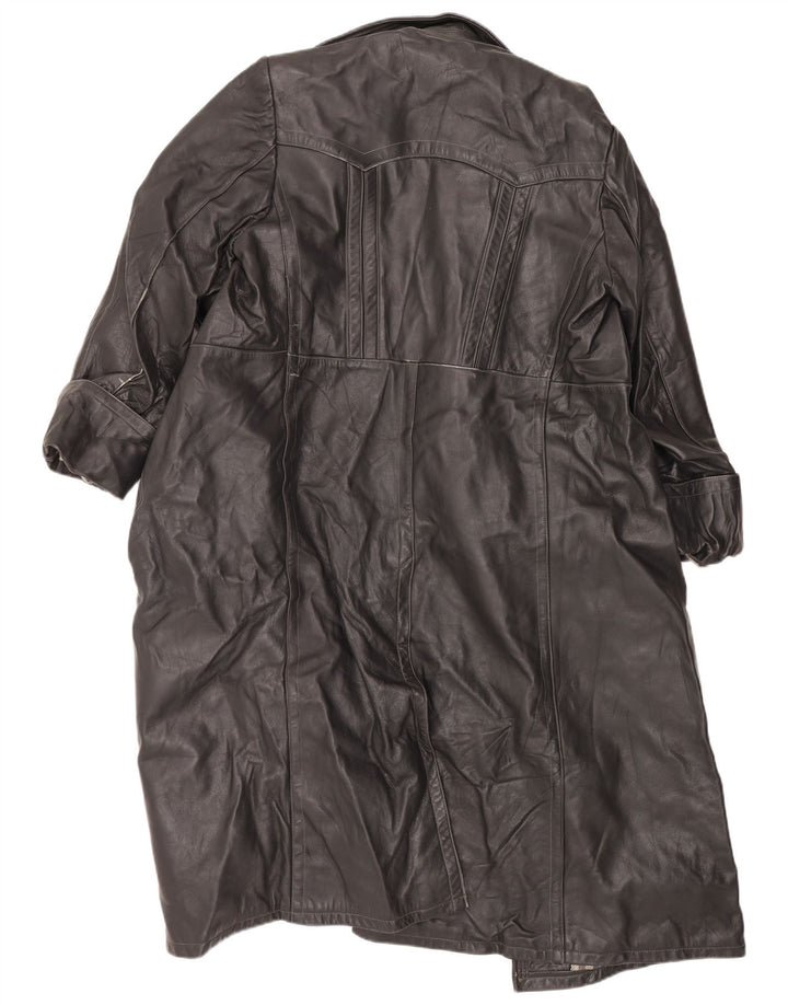 VINTAGE Gabardina de cuero para hombre Reino Unido 38 Cuero negro medio