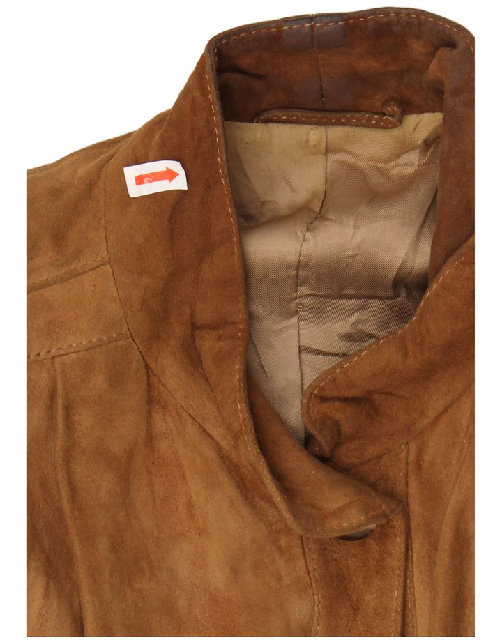 VINTAGE Womens Suede Jacket UK 14 Medium Brown Leather