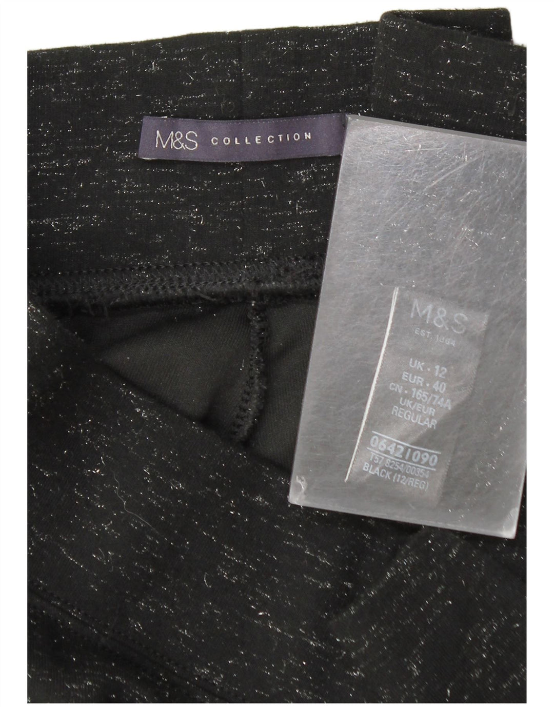 Marks & Spencer Leggings para mujer Reino Unido 12 Mediano W28 L27 Negro moteado