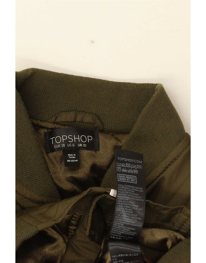Topshop Chaqueta Bomber Extragrande para Mujer UK 10 Small Poliéster Verde