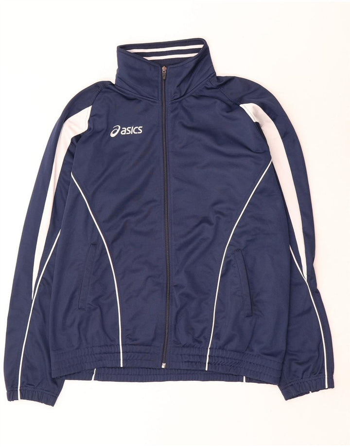 Asics Hombre Chándal Top Chaqueta Grande Azul Marino Colorblock Poliéster