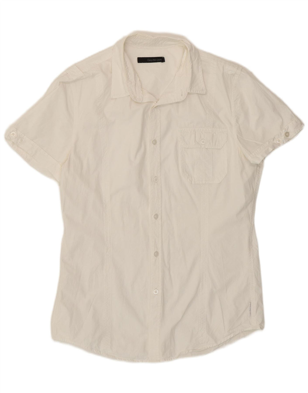 Calvin Klein Jeans Camisa de manga corta para hombre grande blanca