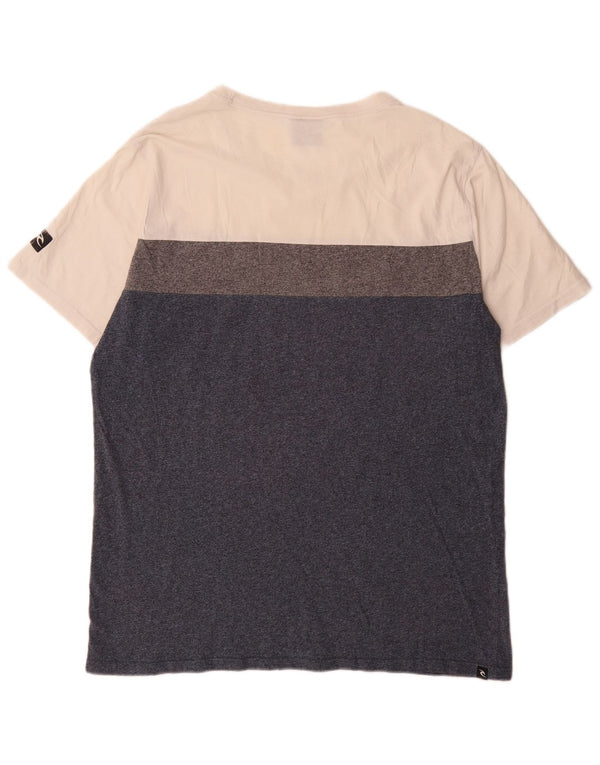 Rip Curl Camiseta de corte estándar para hombre Top XL Algodón color block azul marino