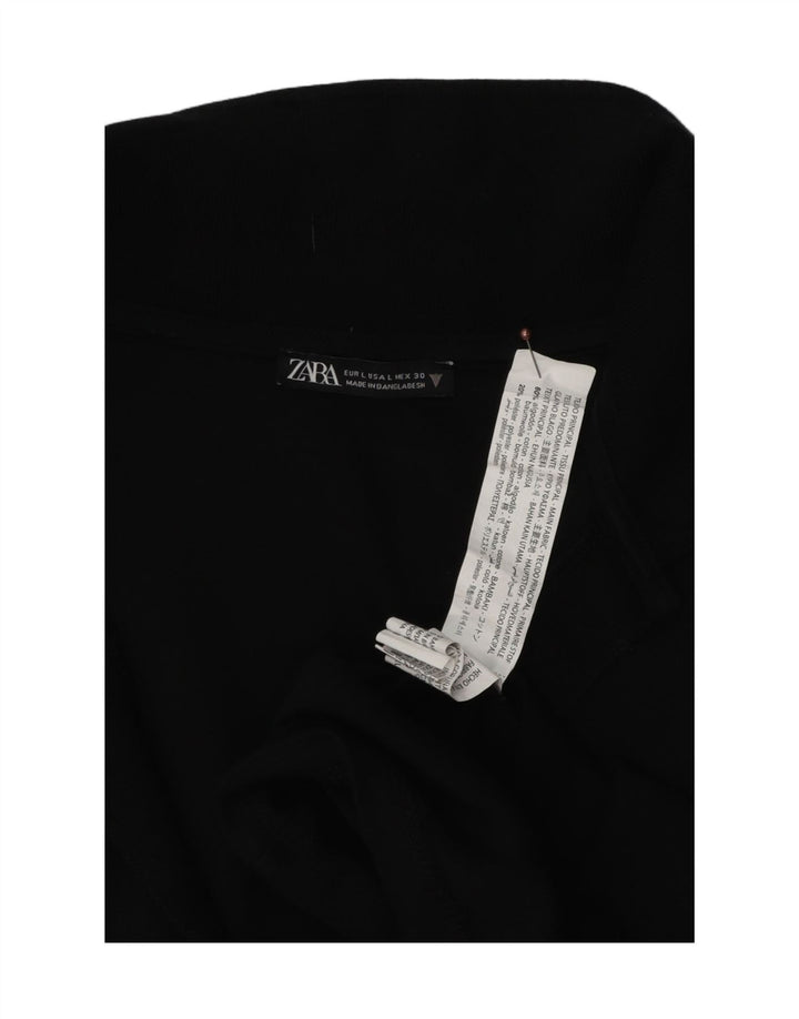Zara Vestido Polo Mujer UK 46 Grande Algodón Negro