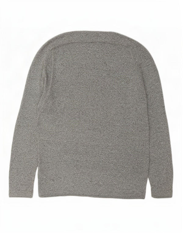 Zara Hombre Jersey Con Cuello Barco Jersey Grande De Algodón Moteado Gris
