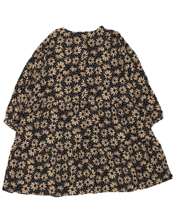 Zara Vestido Escalonado Para Mujer UK 40 2XL Viscosa Floral Azul Marino