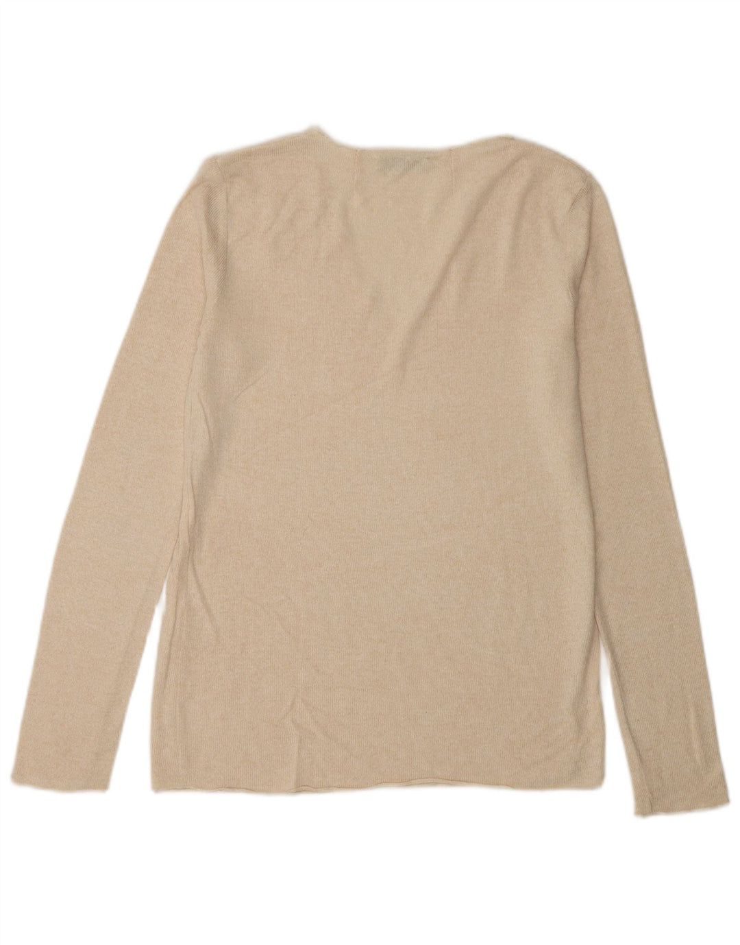 Zara Mujer Top Manga Larga UK 10 Small Beige