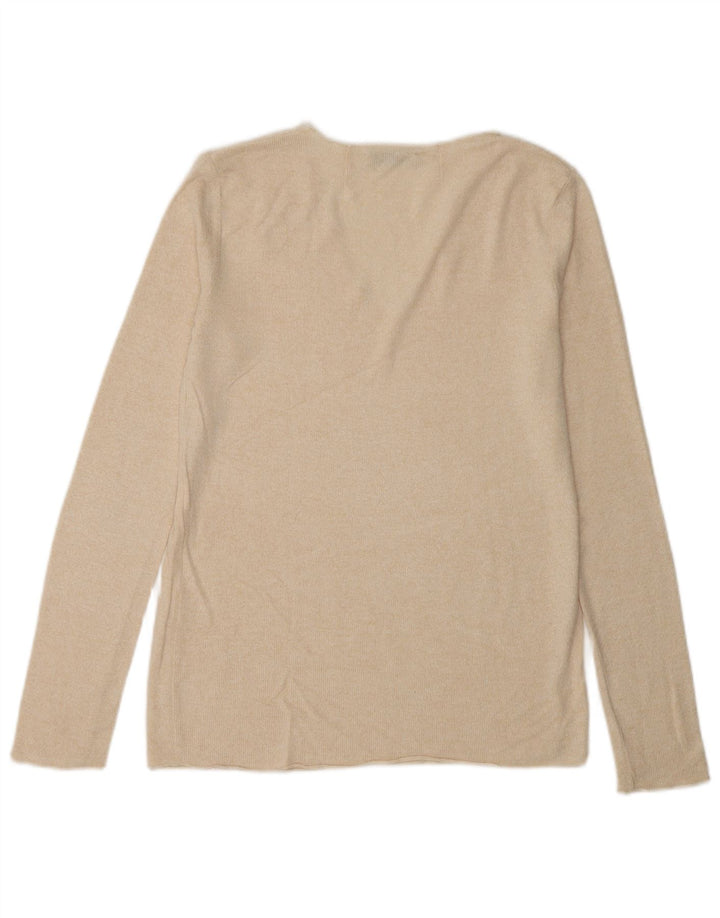 Zara Mujer Top Manga Larga UK 10 Small Beige