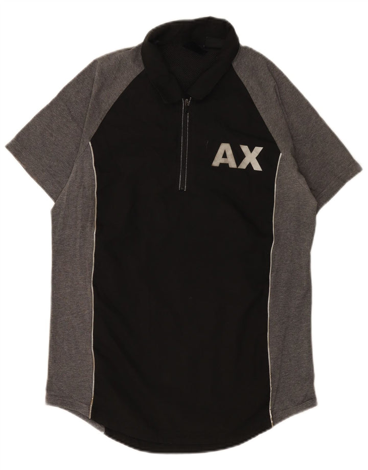 Armani Exchange Polo gráfico para hombre pequeño color negro con bloques de color