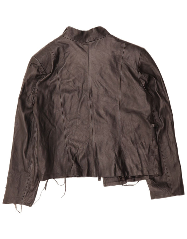 VINTAGE Chaqueta de cuero para mujer IT 44 Mediano Negro