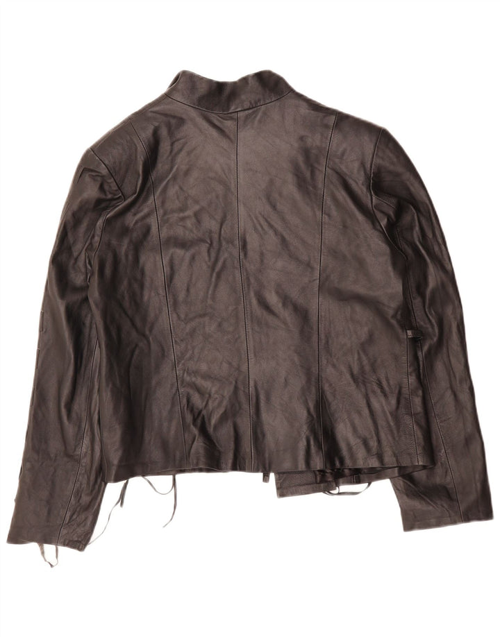 VINTAGE Chaqueta de cuero para mujer IT 44 Mediano Negro