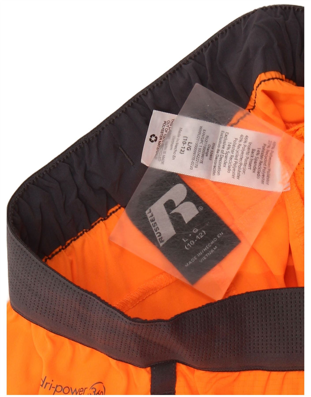 RUSSELL ATHLETIC Pantalones cortos deportivos Dri-Power para niños 10-11 años Grande Naranja