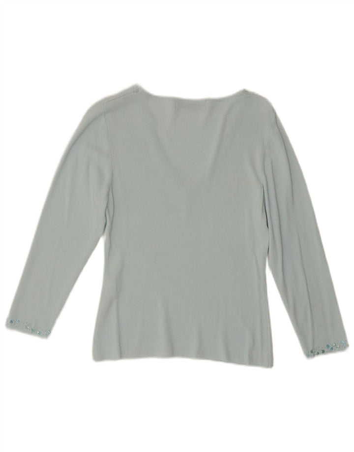 Zara Mujer Top Manga 3/4 Grande Rayón Turquesa