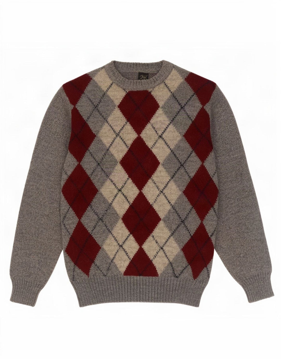 Rodes Jersey de cuello redondo para hombre IT 48 Medium Grey Argyle/Diamond