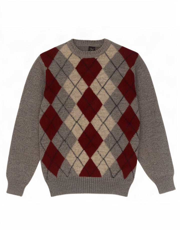 Rodes Jersey de cuello redondo para hombre IT 48 Medium Grey Argyle/Diamond