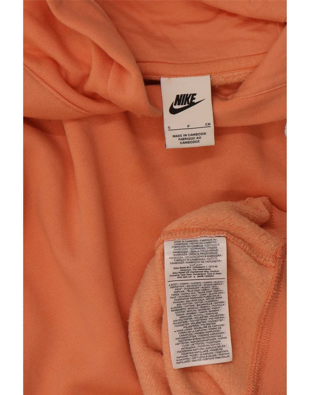 Nike Hombre Sudadera con Capucha Jumper Small Naranja Algodón