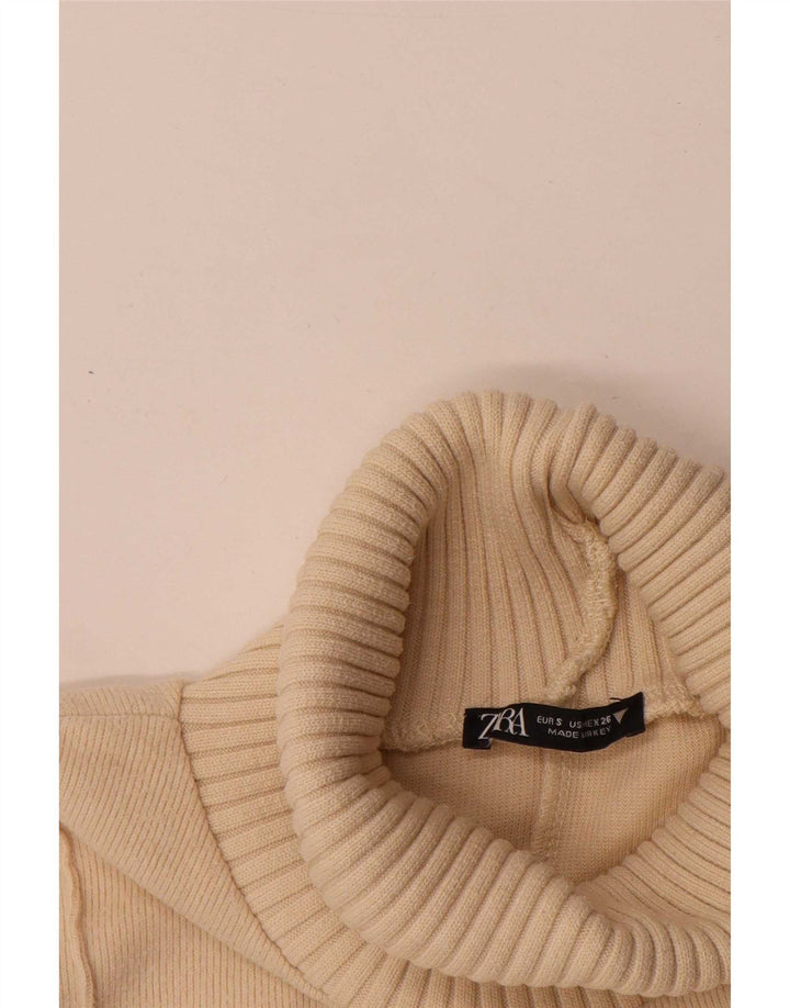 Zara Mujer Chaleco Tank Top UK 10 Small Beige Poliéster