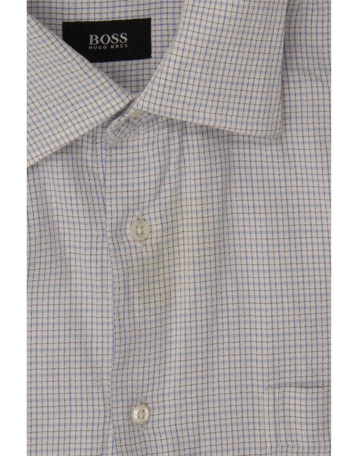 Camisa Hugo Boss Hombre Talla 41 15 Algodón A Cuadros Azul Medio