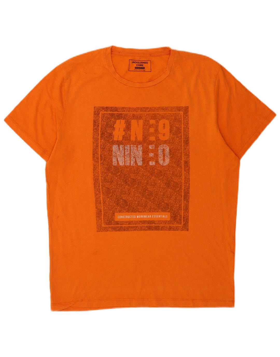 Jack & Jones Camiseta con gráfico de ajuste regular para hombre, talla grande, naranja