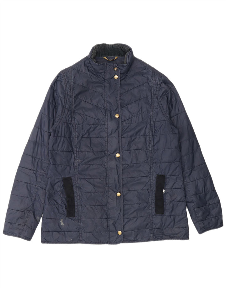 Barbour Chaqueta Acolchada Para Mujer UK 40 Grande Azul Marino Colorblock Poliamida