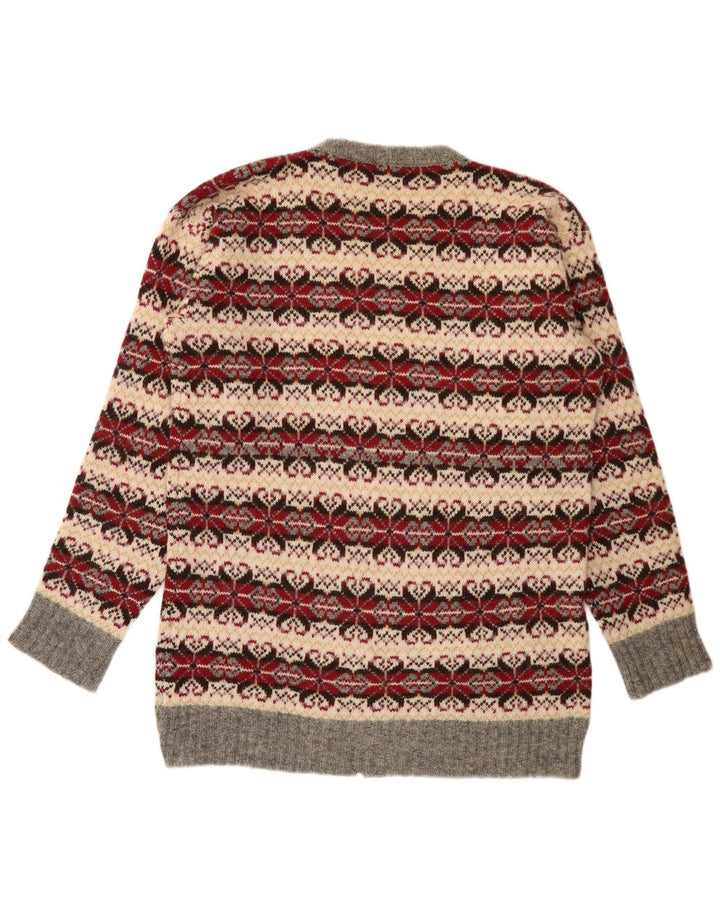 Vintage hombres cuello redondo jersey suéter medio multicolor clásico