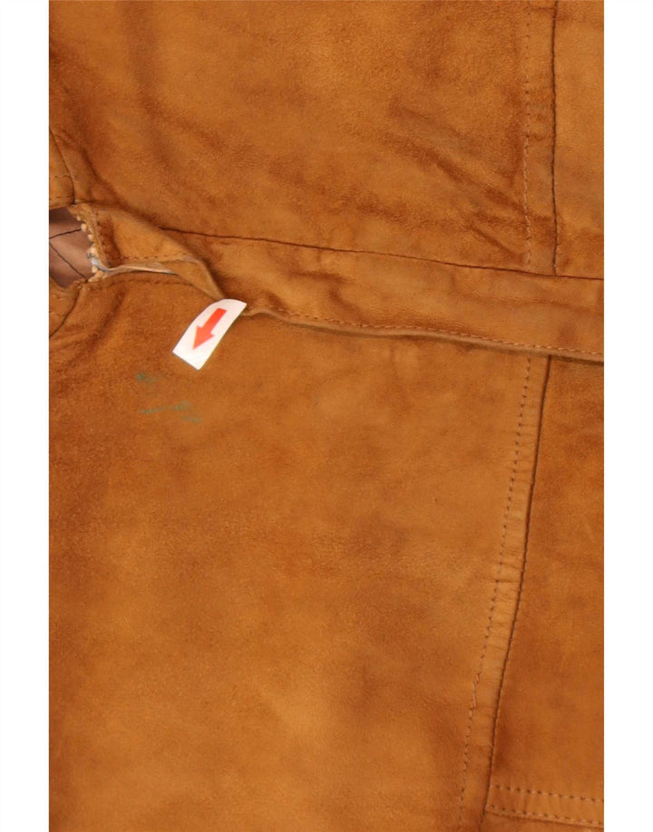 Vintage hombres ante bomber chaqueta IT 50 cuero beige grande