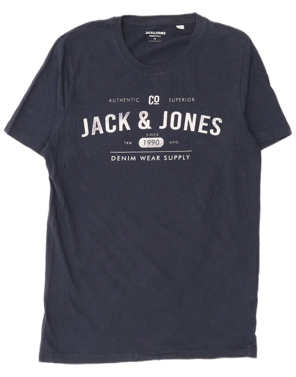 Jack & Jones Hombre Camiseta Gráfica Top Medium Azul Marino Algodón