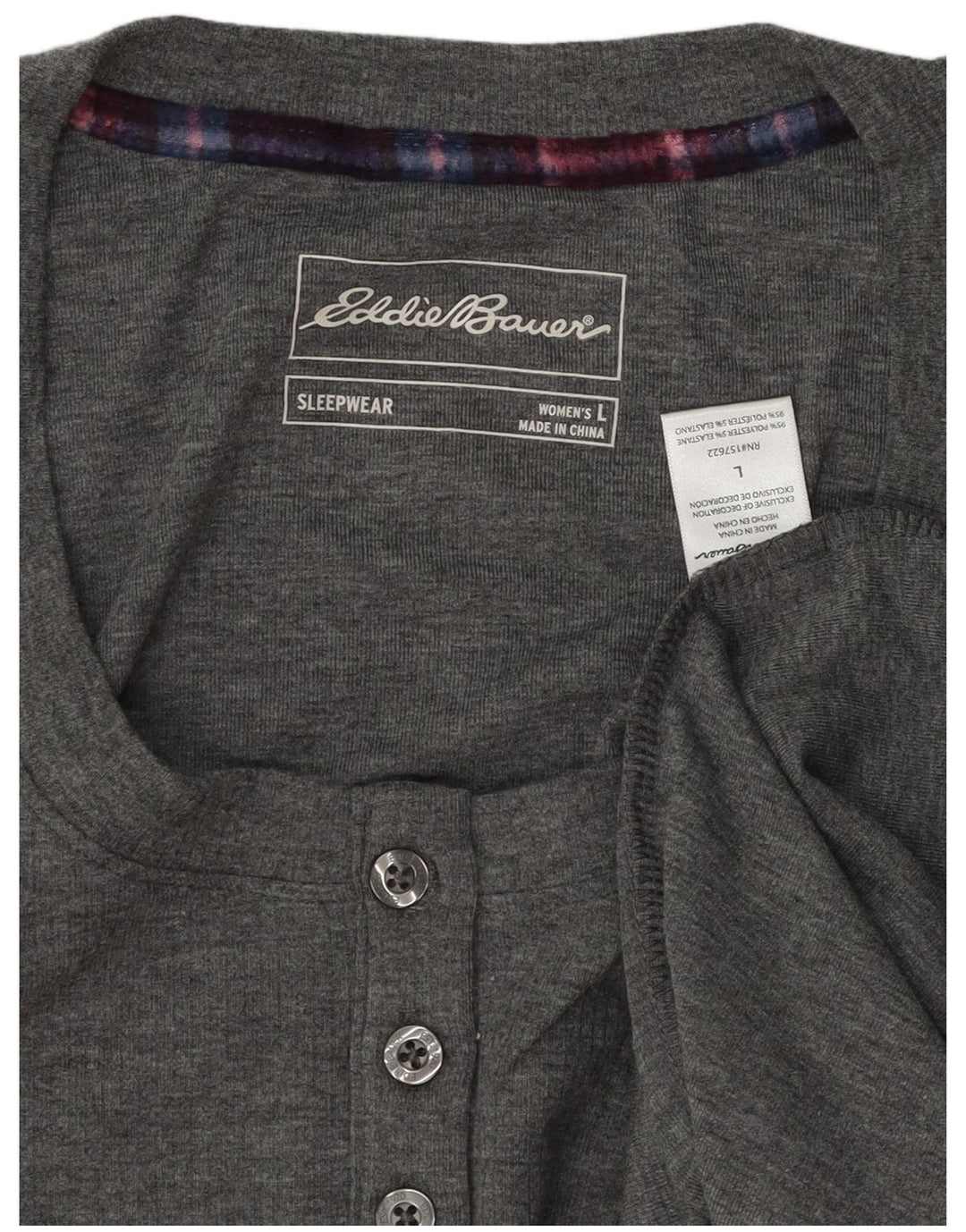 EDDIE BAUER Womens Top Long Sleeve UK 16 Large Grey Polyester