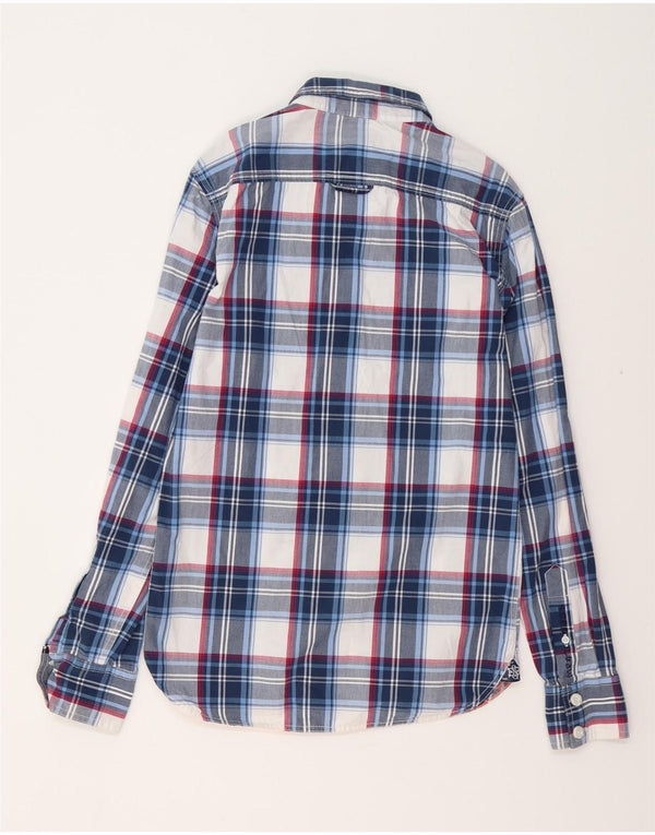 SUPERDRY Camisa Hombre Pequeña Algodón A Cuadros Azul Marino