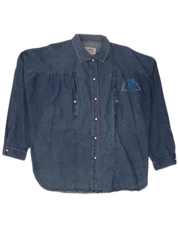 POP 84 Camisa vaquera extragrande para mujer UK 44 Algodón azul medio