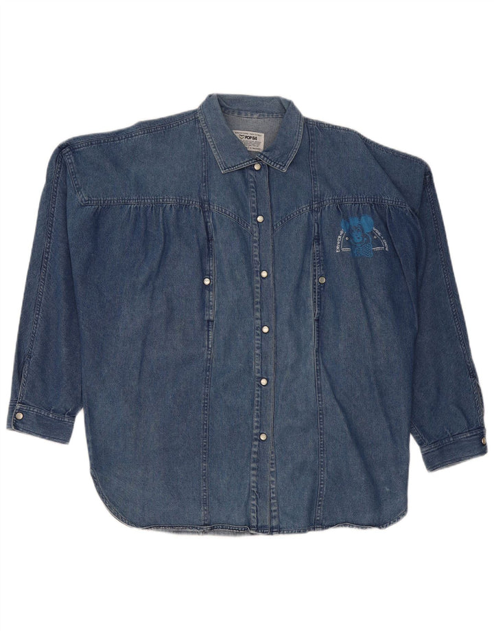POP 84 Camisa vaquera extragrande para mujer UK 44 Algodón azul medio