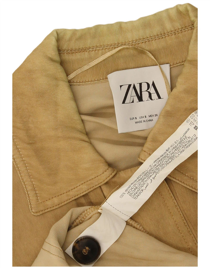 Zara Mujer Chaqueta Utilitaria UK 10 Small Viscosa Beige