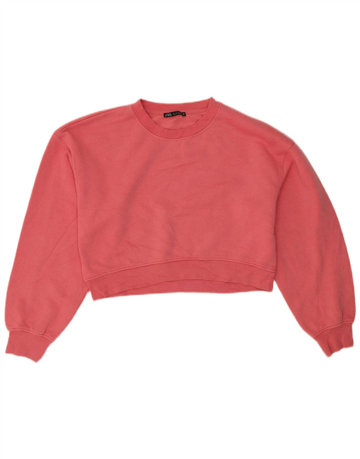 Zara Mujer Crop Oversize Sudadera Jumper UK 10 Small Rosa