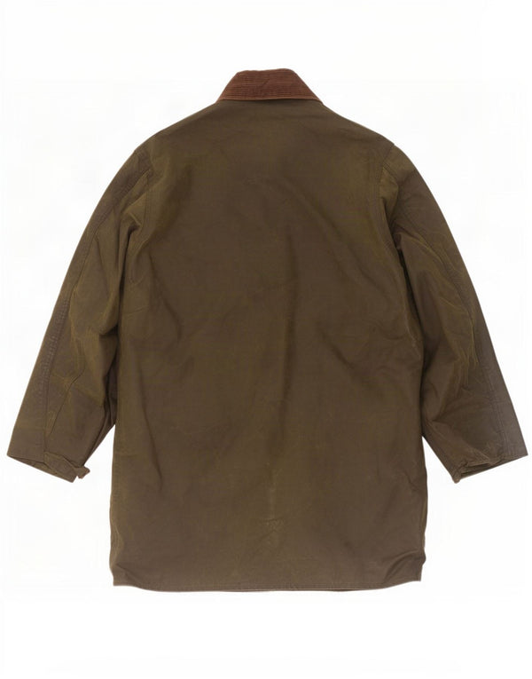 Barbour Chaqueta de algodón encerado con borde para hombre Reino Unido 40 Bloque de color caqui mediano