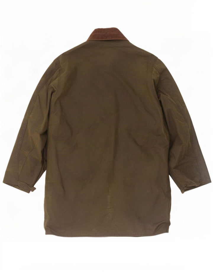 Barbour Chaqueta de algodón encerado con borde para hombre Reino Unido 40 Bloque de color caqui mediano
