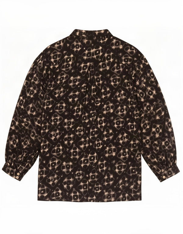 Toast Blusa camisera extragrande para mujer UK 12 Viscosa geométrica negra mediana