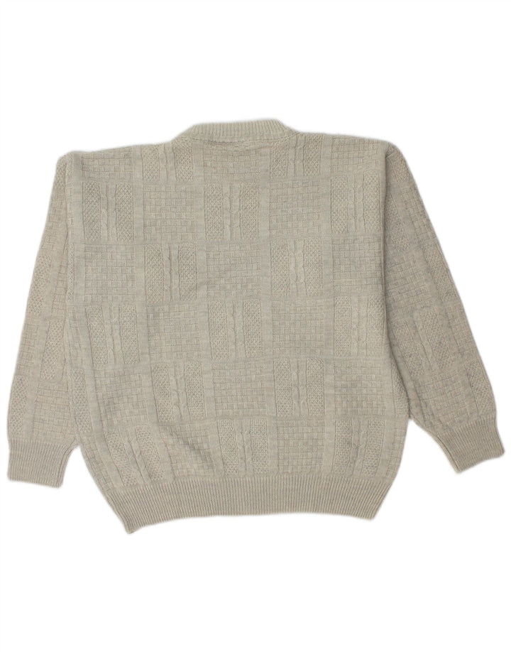 CASUALLAND Jersey de cuello redondo para hombre pequeño acrílico gris