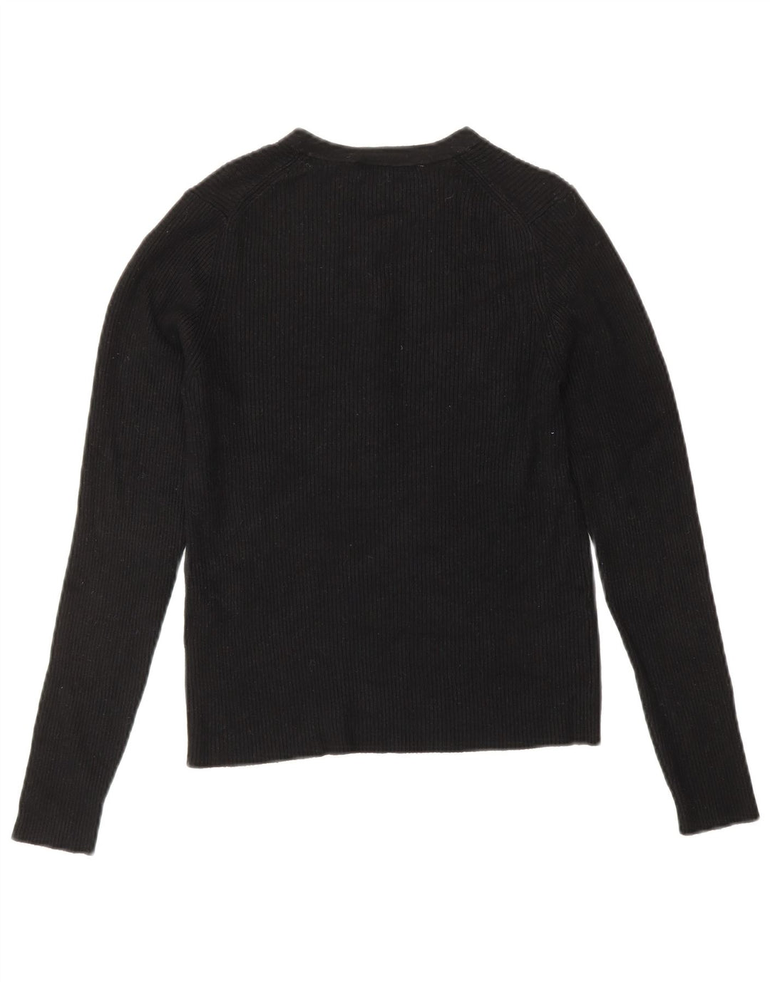 ZARA Mujer Crop Button Neck Jumper Sweater UK 42 Medium Black Viscosa