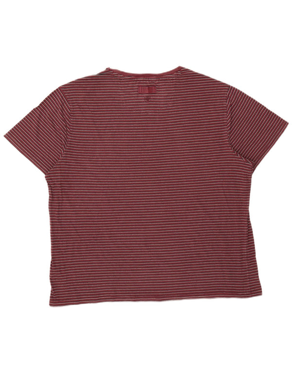 Camiseta para hombre Fat Face Top 2XL Algodón a rayas burdeos